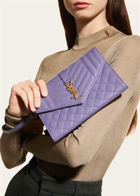 envelope flap ysl clutch bag in grained leather|yves saint laurent envelope clutch.